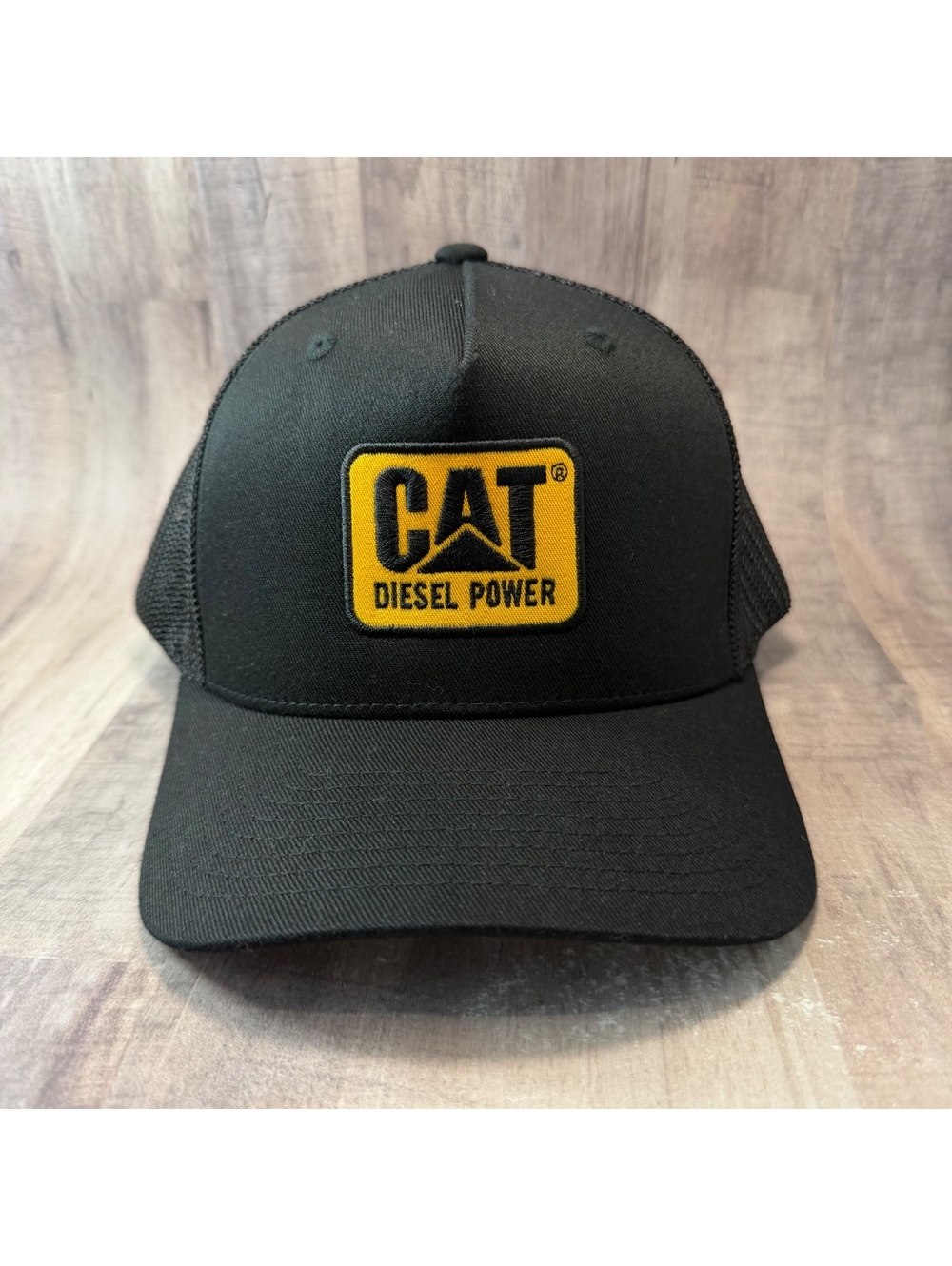 CAT Diesel Power Caterpillar Black Trucker Hat Mesh Back Snapback Cap Flexfit